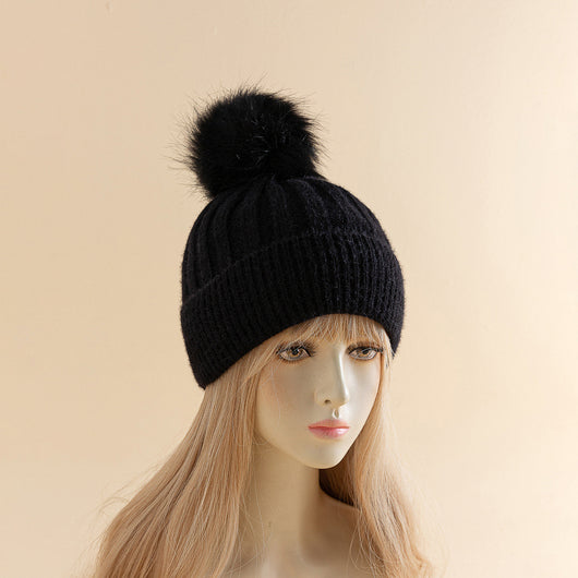 Gorro Tejido de Invierno con Pelota de Ante - Cálido y Versátil - Image 4