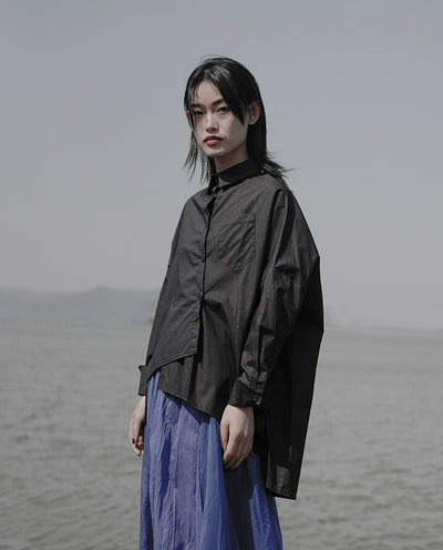 Camisa de Algodón Blanca con Diseño Asimétrico Irregular - Image 13