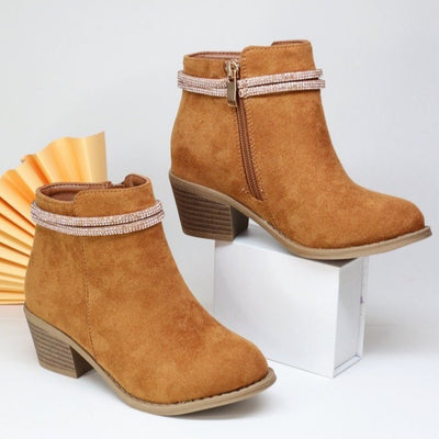 Botines para Niñas con Doble Correa y Detalles de Cristal