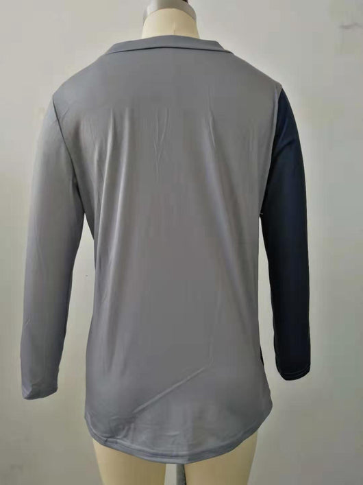 Playera de Cuello V a Rayas con Estampado y Mangas Largas - Image 19