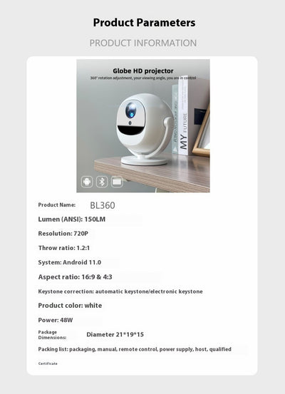 Proyector Inteligente Android 11 con Enfoque Automático, Bluetooth 5G Dual y HD - Image 6