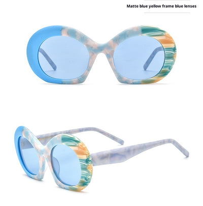 Gafas de Sol Estilo Cat-eye con Lentes Ahumados y Bloques de Color - Image 18
