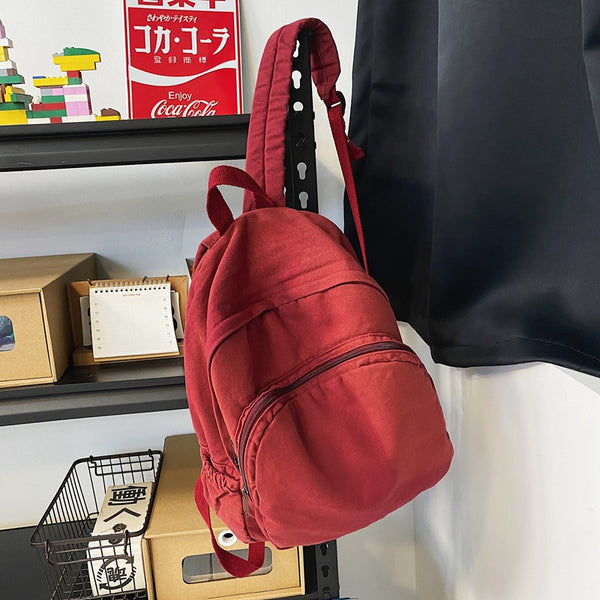 Mochila de Lona Lavada para Viajes y Uso Diario