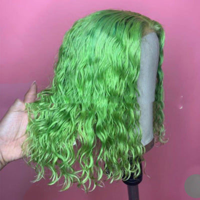 Peluca Rizada Corta con Encaje Frontal - Cabello Sintético Multicolor - Image 5