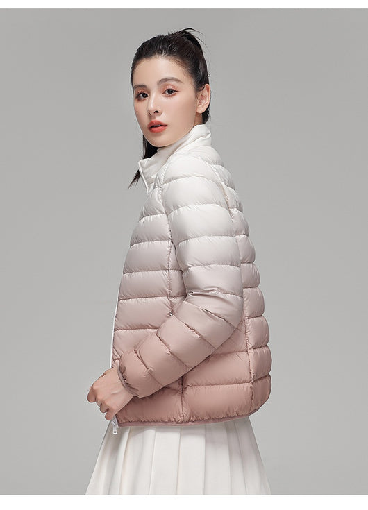 Chaqueta Acolchada Mujer Degradado Cuello Alto Elegante - Image 20