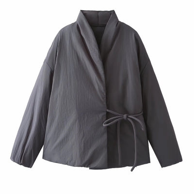 Abrigo Kimono Cruzado Diseño Exclusivo con Cordones y Encaje en Algodón - Image 3