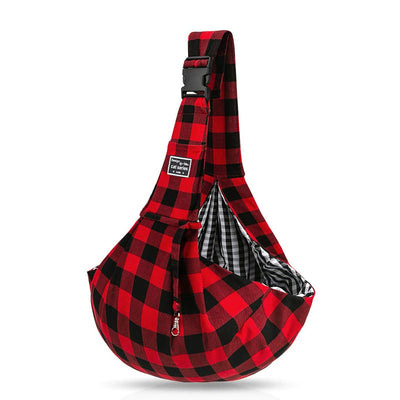 Bolsa Bandolera para Mascotas a Cuadros Rojo y Negro con Correa Ajustable - Image 5
