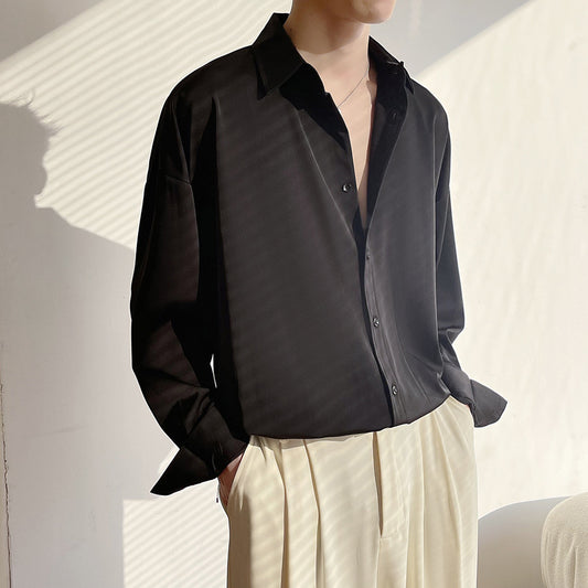 Camisa Hombre Estilo Retro con Drapeado sin Planchado