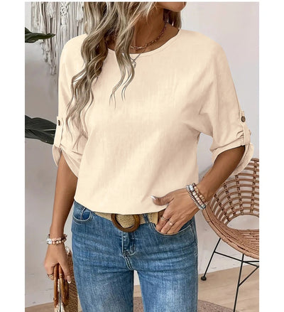 Blusa Casual de Cuello Redondo Diseño Elegante y Minimalista para Mujer - Image 18