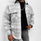 Men's Plaid Shirt with Lapels and Double Pockets