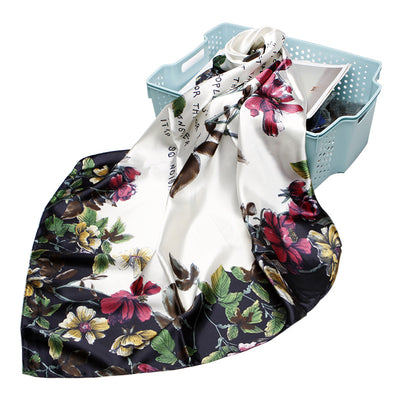Pañuelo de Seda Artificial Estampado Retro - Accesorio Versátil para Mujer - Image 5