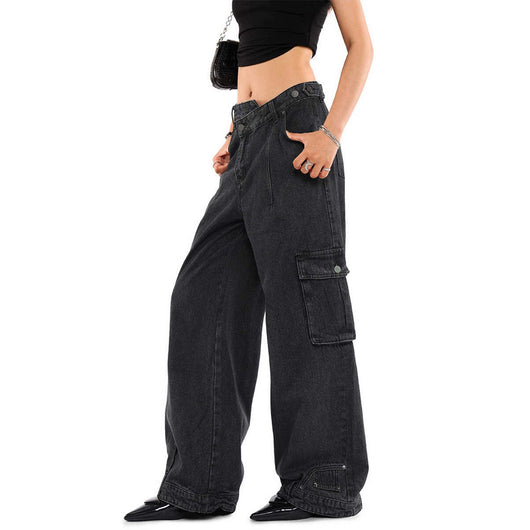 Jeans de Trabajo Oversize con Abertura Oblicua Retro Deconstruido - Image 4