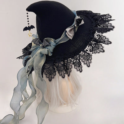 Sombrero Gótico Bruja Lolita de Encaje Hecho a Mano - Image 3