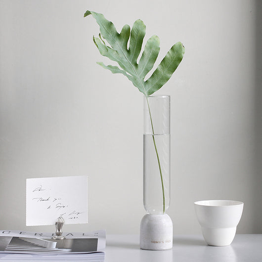 Florero de Vidrio Transparente con Base de Mármol - Diseño Moderno Minimalista - Image 8