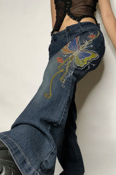 Jeans Retro Cintura Alta con Estampado de Mariposas para Mujer - Image 11
