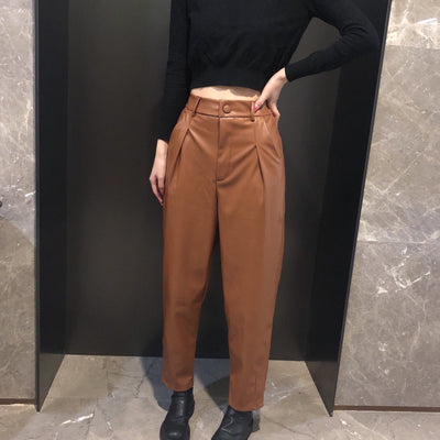 Pantalones PU con Cintura Elástica - Estilo Cuero Sintético Primavera - Image 6