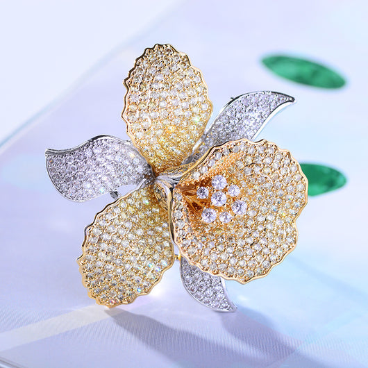 Broche Floral de Circonia Cúbica Estilo Europeo y Americano - Image 2