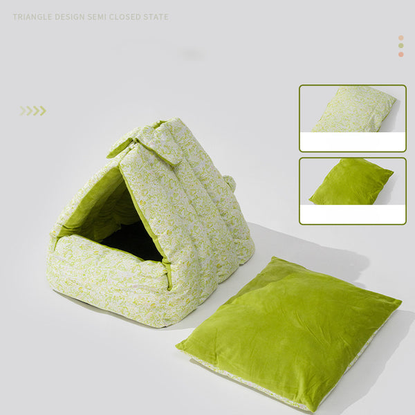 Nido Triangular para Mascotas - Cama Semiencerrada Reversible Todo Clima