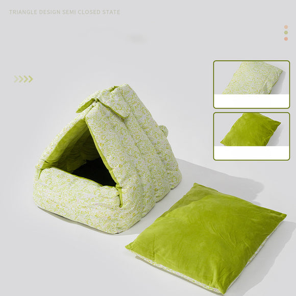 Nido Triangular para Mascotas - Cama Semiencerrada Reversible Todo Clima
