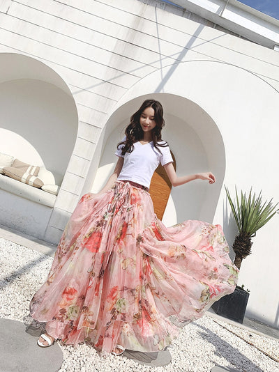 Falda Swing de Gasa Estampada con Corte Irregular - Image 7
