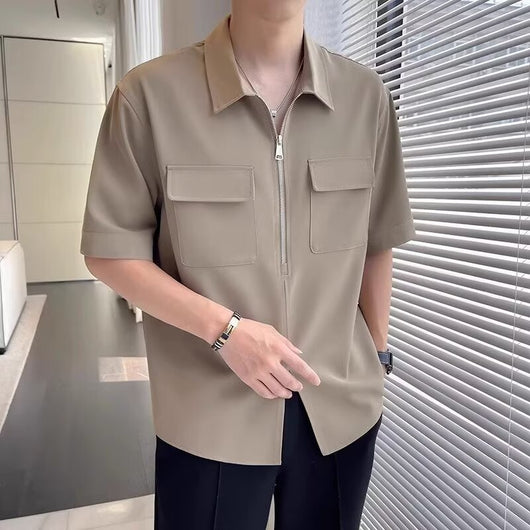 Camisa de Trabajo Manga Corta con Cierre Medio para Hombre - Image 7