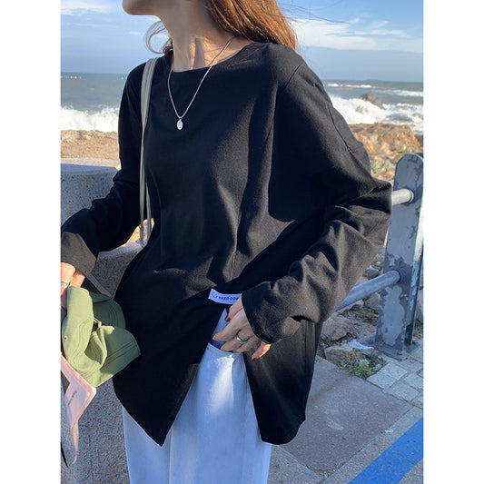 Camiseta Manga Larga Minimalista para Mujer, Edición Coreana Otoño - Image 2