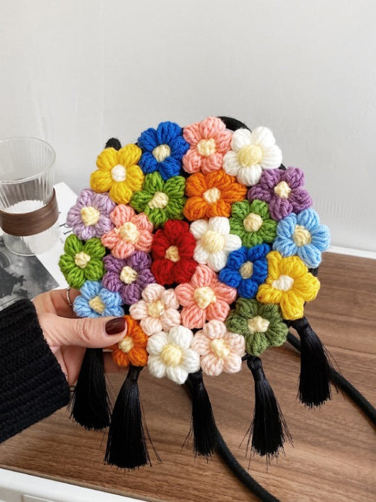 Bolsa Redonda Étnica Esponjosa para Mujer - Diseño Floral 2025 - Image 26