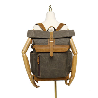 Mochila de Cuero Crazy Horse para Viajes - Bolsa Multifuncional Hombre con Compartimento Laptop - Image 4