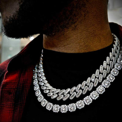 Cadena Hip Hop Cuadrada de Piedra de Caramelo - Collar y Pulsera - Image 106