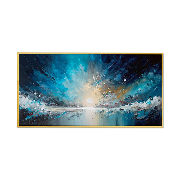 Cuadro Abstracto Cielo Estrellado Océano Azul - Lienzo Pintado a Mano para Sala de Estar - Image 6