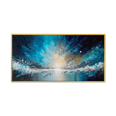 Cuadro Abstracto Cielo Estrellado Océano Azul - Lienzo Pintado a Mano para Sala de Estar - Image 6