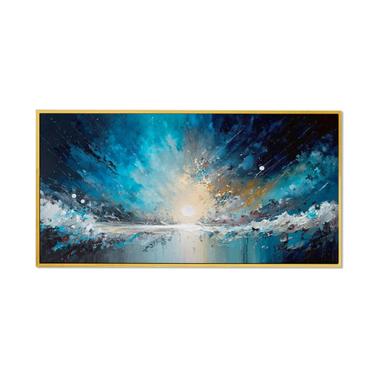 Cuadro Abstracto Cielo Estrellado Océano Azul - Lienzo Pintado a Mano para Sala de Estar - Image 6