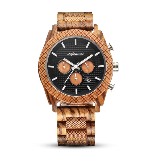 Reloj Deportivo de Madera para Hombre con Cronógrafo y Calendario - Image 4