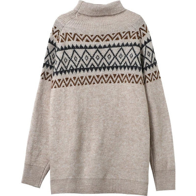 Suéter Tejido Jacquard Cuello Alto - Estilo Literario y Casual - Image 11
