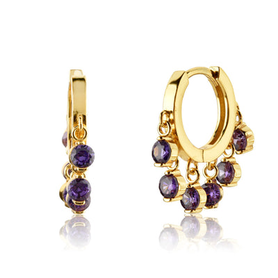 Aretes de Plata Esterlina con Piedras Redondas Colgantes - Image 16