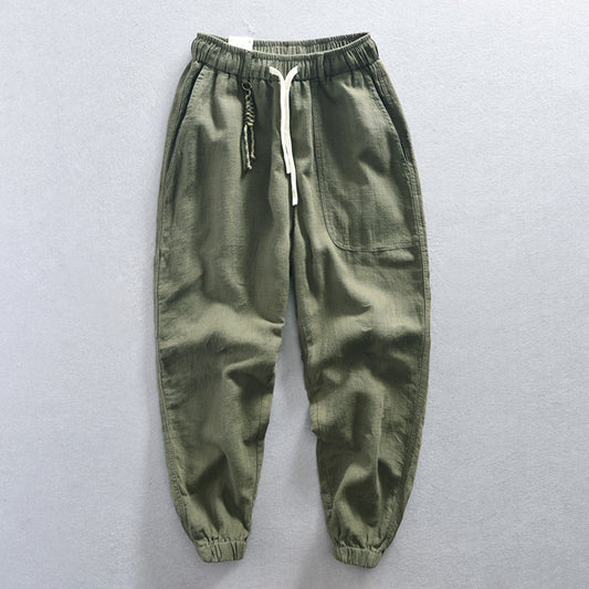 Pantalones Cortos Casuales de Algodón y Lino Relajados para Hombre
