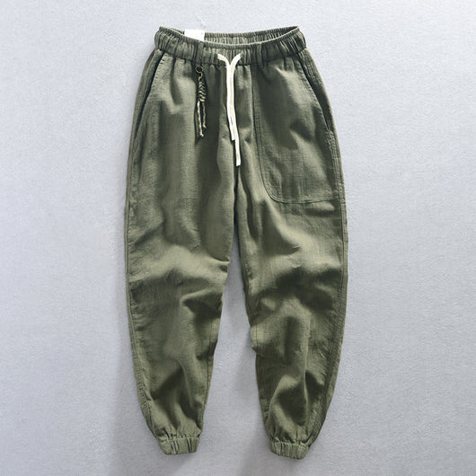 Pantalones Cortos Casuales de Algodón y Lino Relajados para Hombre