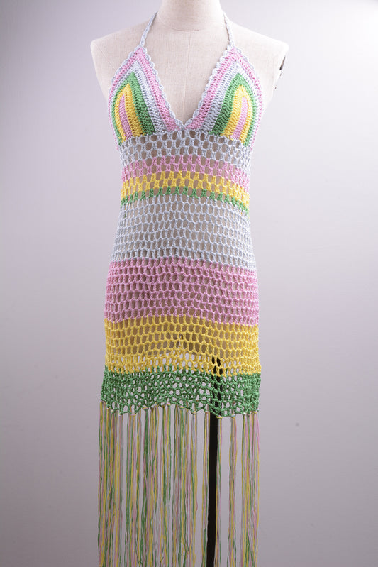 Vestido Playero Tejido a Mano con Colores Vibrantes - Image 2