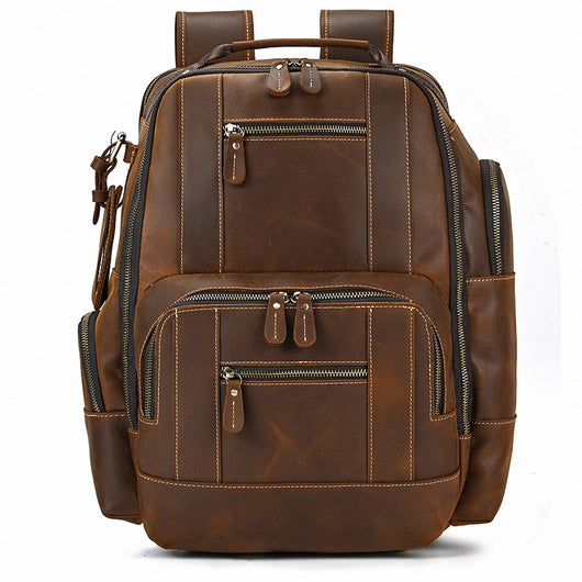 Mochila de Cuero Retro para Hombre - Gran Capacidad y Múltiples Bolsillos - Image 6