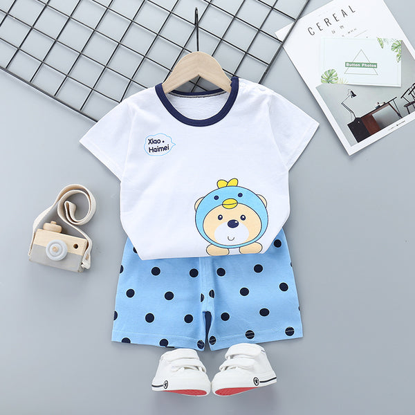 Conjunto de Verano para Niños en Algodón Puro con Manga Corta