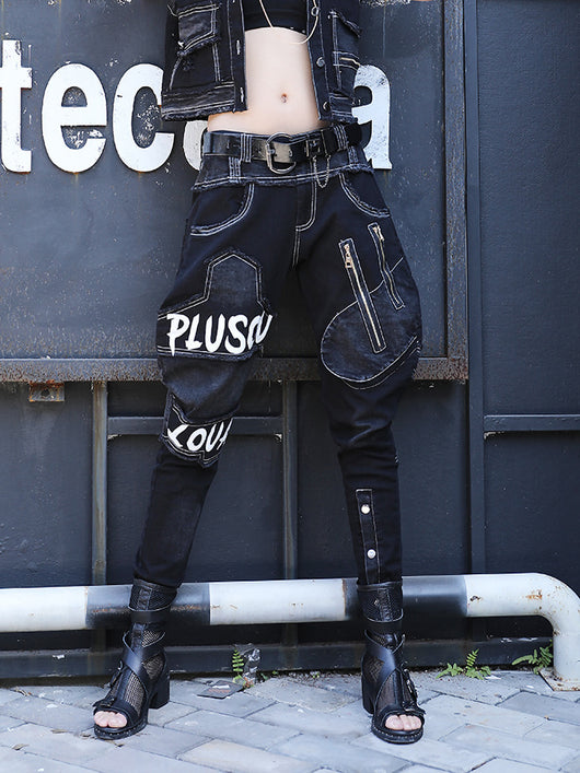 Pantalones Harem Denim Negro Mujer - Estilo Moderno y Cómodo - Image 3