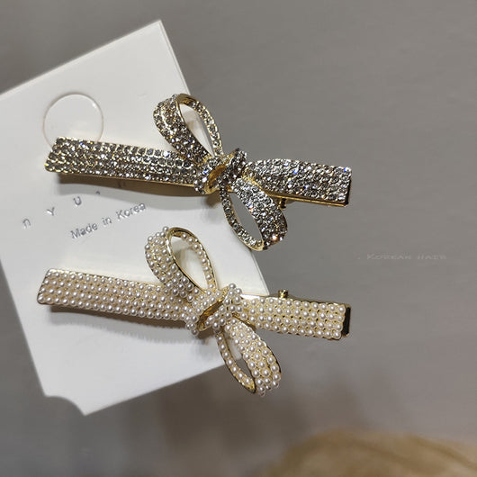 Pasador de Cabello Perla Diamante con Lazo Metálico - Image 5
