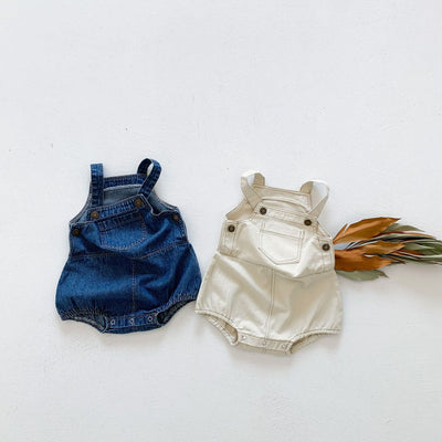 Mono Jumpsuit para Bebé en Denim de Algodón con Detalle Triangular - Image 3