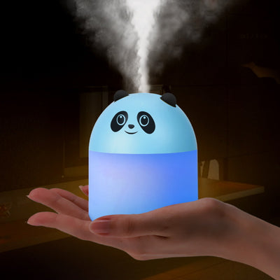 Panda-shaped humidifier and aromatherapy machine emitting mist, glowing red, held in a hand. - Image 8