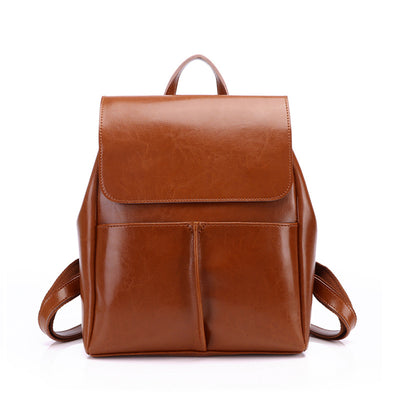 Mochila de Cuero Encerado Retro para Mujer - Estilo Casual y Versátil - Image 9