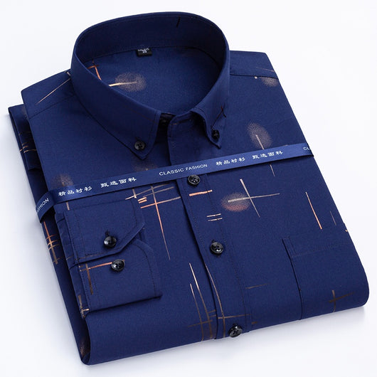 Camisa Casual Antimanchas para Hombre Maduro - Patrón Cuadros Bronce sin Planchado - Image 4