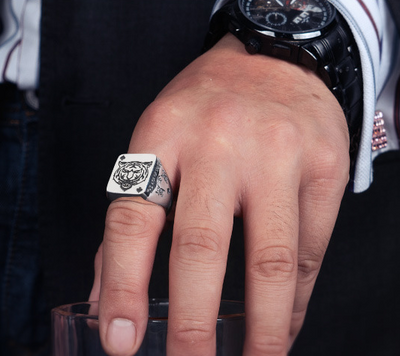 Anillo de Plata Tigre del Zodiaco Chino - Diseño Trendy - Image 9