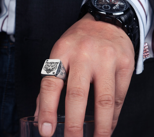 Anillo de Plata Tigre del Zodiaco Chino - Diseño Trendy - Image 9