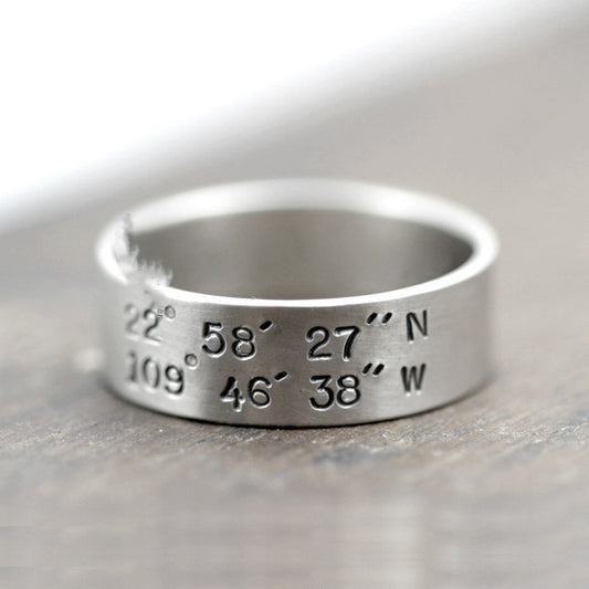 Anillo de Coordenadas en Plata 925 Hecho a Mano para Parejas - Image 2