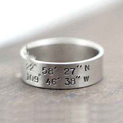 Anillo de Coordenadas en Plata 925 Hecho a Mano para Parejas - Image 2